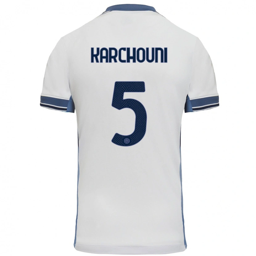 Danxen Hombre Camiseta Ghoutia Karchouni #5 Blanco Gris 2ª Equipación 2024/25 La Camisa