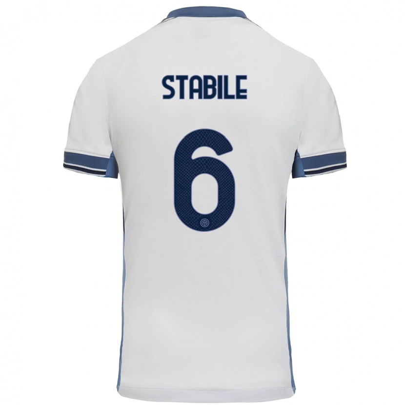 Danxen Hombre Camiseta Giacomo Stabile #6 Blanco Gris 2ª Equipación 2024/25 La Camisa