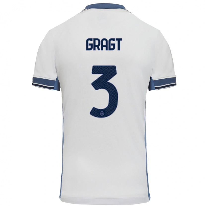 Danxen Hombre Camiseta Stefanie Van Der Gragt #3 Blanco Gris 2ª Equipación 2024/25 La Camisa