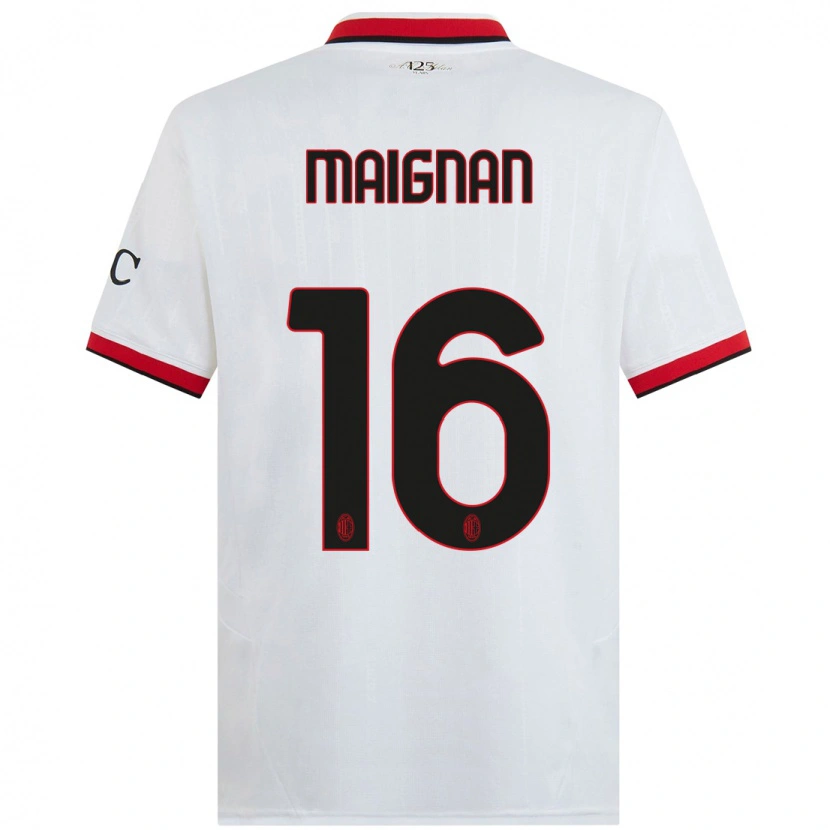 Danxen Hombre Camiseta Mike Maignan #16 Blanco Negro Rojo 2ª Equipación 2024/25 La Camisa