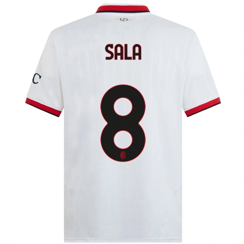 Danxen Hombre Camiseta Emanuele Sala #8 Blanco Negro Rojo 2ª Equipación 2024/25 La Camisa