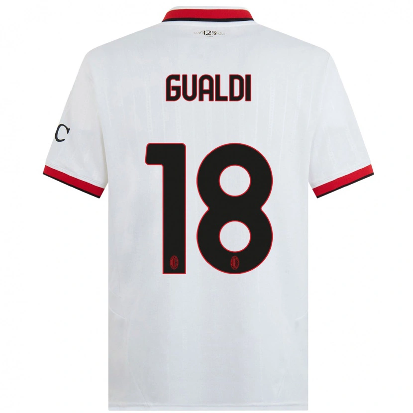 Danxen Hombre Camiseta Andrea Gualdi #18 Blanco Negro Rojo 2ª Equipación 2024/25 La Camisa