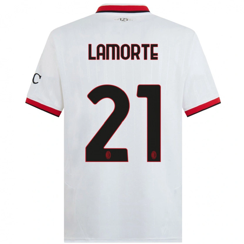 Danxen Hombre Camiseta Alessandro Lamorte #21 Blanco Negro Rojo 2ª Equipación 2024/25 La Camisa