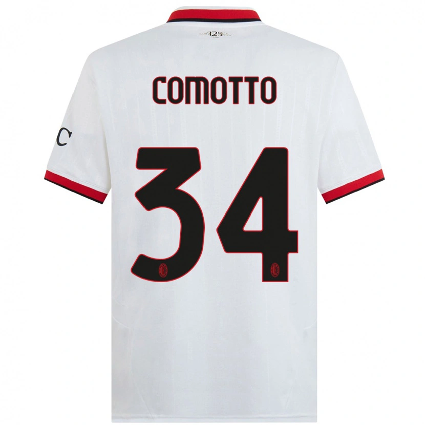 Danxen Hombre Camiseta Christian Comotto #34 Blanco Negro Rojo 2ª Equipación 2024/25 La Camisa