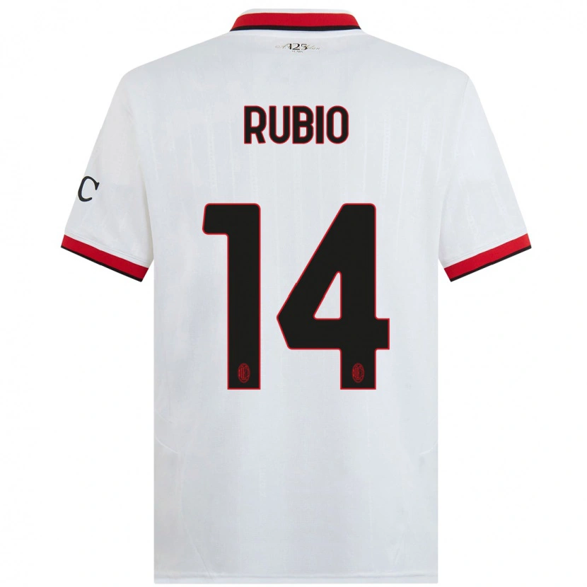 Danxen Hombre Camiseta Silvia Rubio #14 Blanco Negro Rojo 2ª Equipación 2024/25 La Camisa