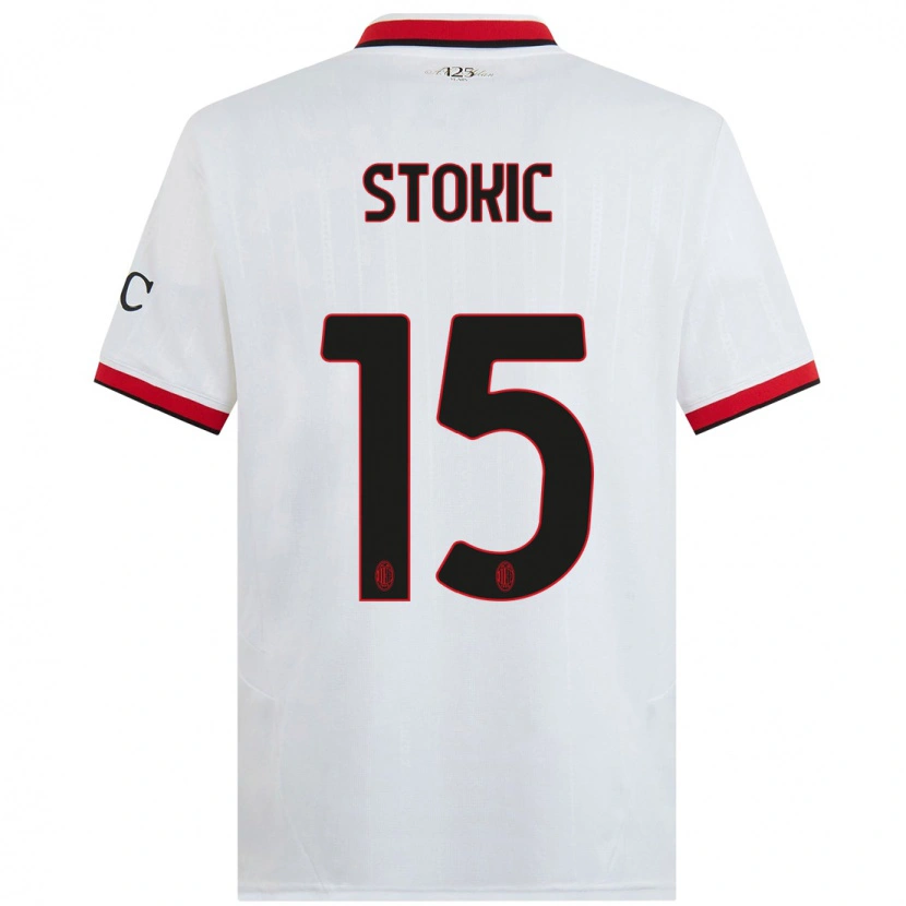 Danxen Hombre Camiseta Sara Stokić #15 Blanco Negro Rojo 2ª Equipación 2024/25 La Camisa