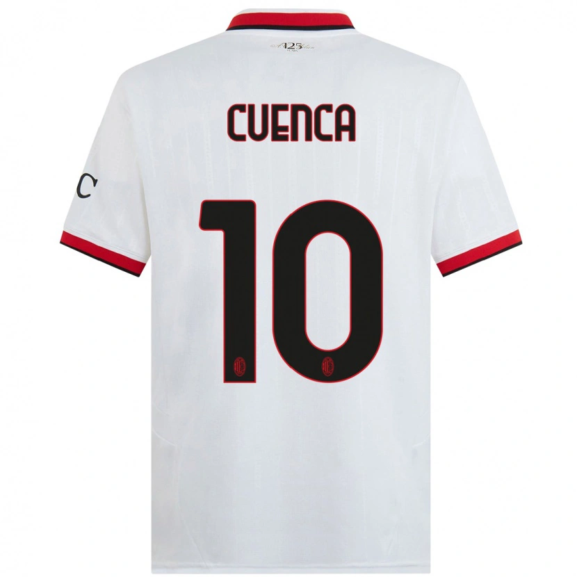 Danxen Hombre Camiseta Hugo Cuenca #10 Blanco Negro Rojo 2ª Equipación 2024/25 La Camisa