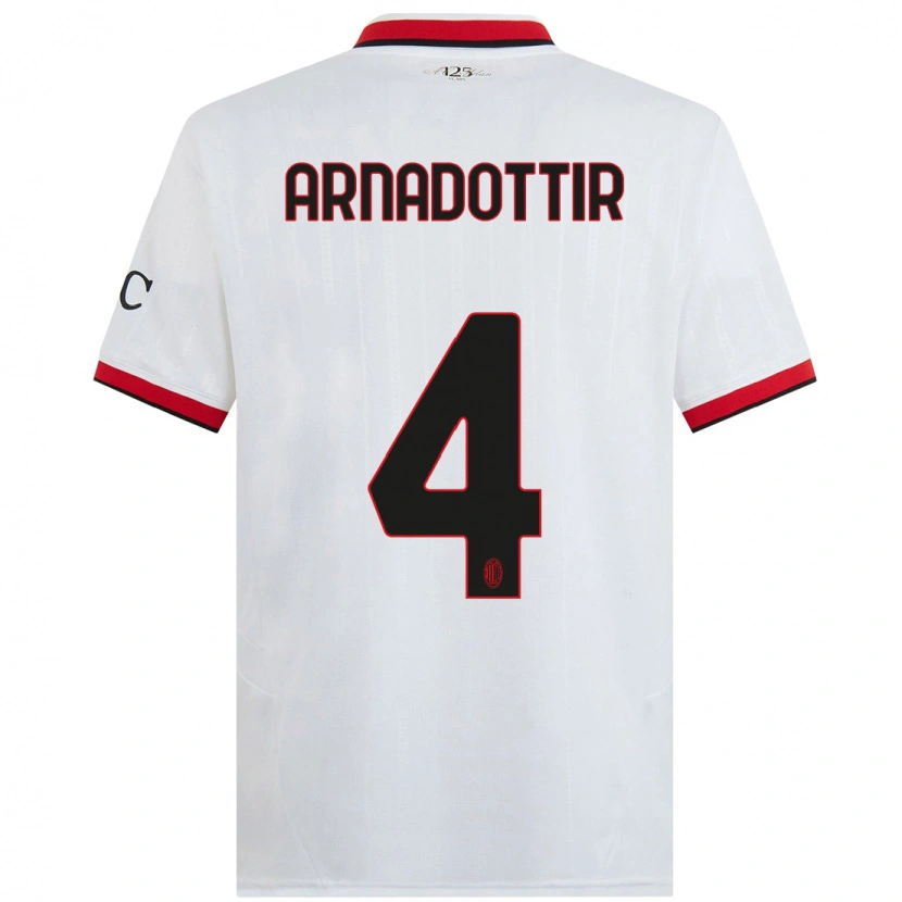 Danxen Hombre Camiseta Guony Arnadottir #4 Blanco Negro Rojo 2ª Equipación 2024/25 La Camisa