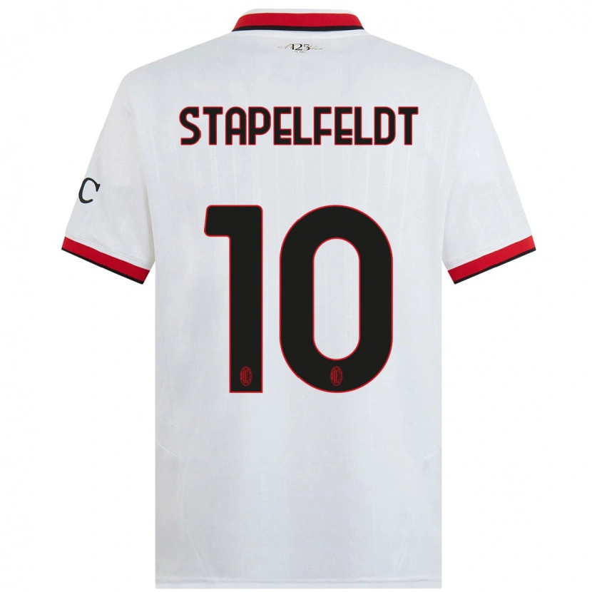 Danxen Hombre Camiseta Nina Stapelfeldt #10 Blanco Negro Rojo 2ª Equipación 2024/25 La Camisa