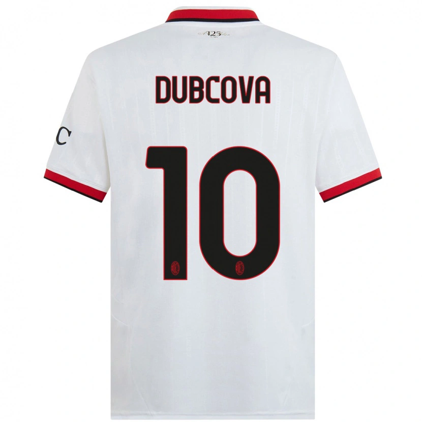 Danxen Hombre Camiseta Kamila Dubcova #10 Blanco Negro Rojo 2ª Equipación 2024/25 La Camisa