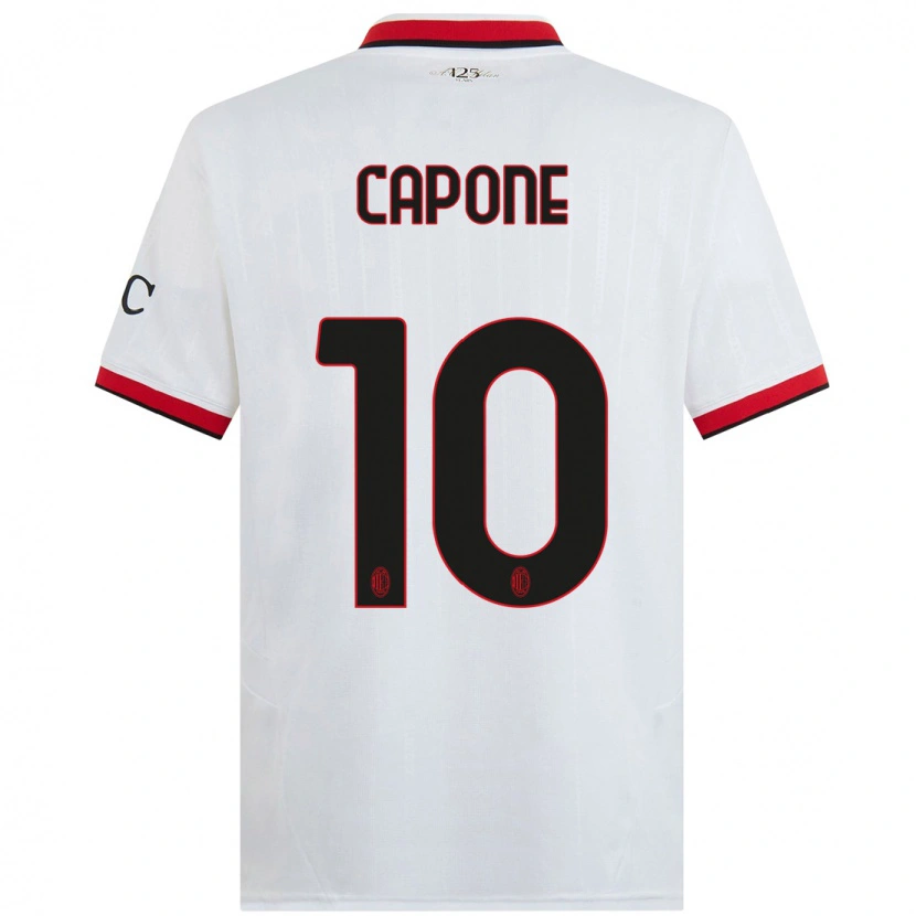 Danxen Hombre Camiseta Andrea Capone #10 Blanco Negro Rojo 2ª Equipación 2024/25 La Camisa