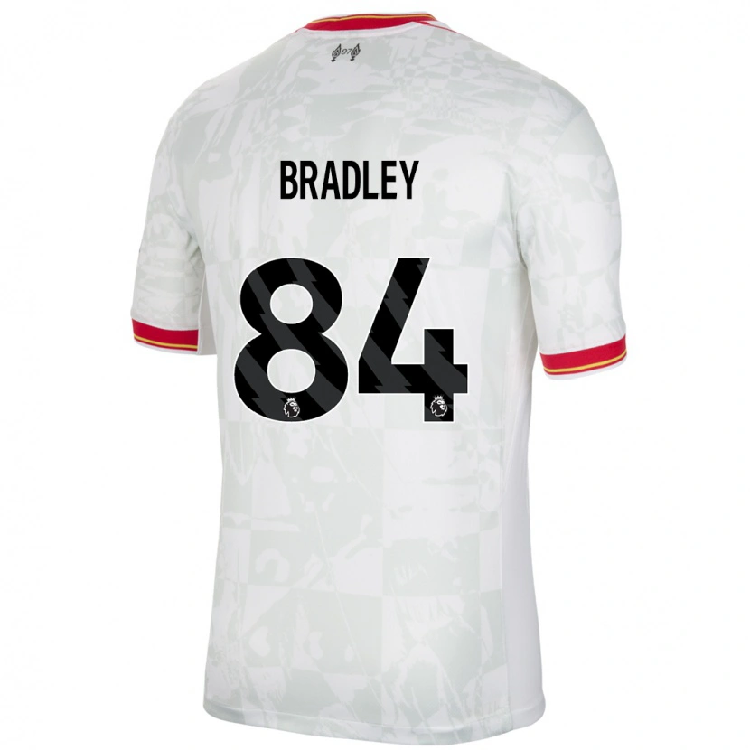 Danxen Hombre Camiseta Conor Bradley #84 Blanco Rojo Negro Equipación Tercera 2024/25 La Camisa