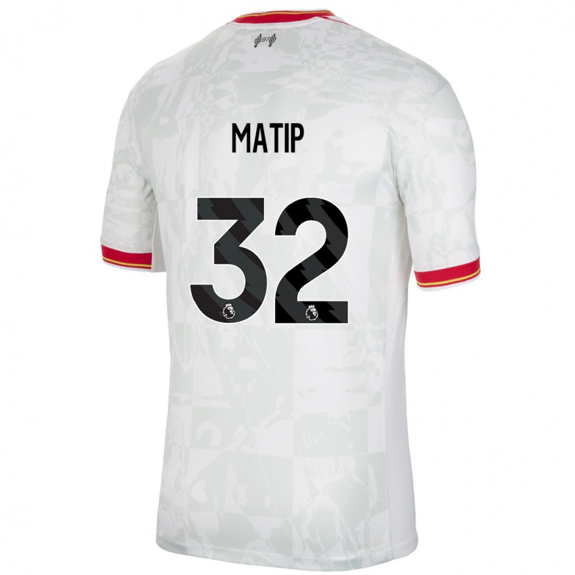 Danxen Hombre Camiseta Joel Matip #32 Blanco Rojo Negro Equipación Tercera 2024/25 La Camisa