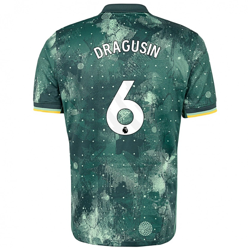 Danxen Hombre Camiseta Radu Drăgușin #6 Verde Menta Equipación Tercera 2024/25 La Camisa