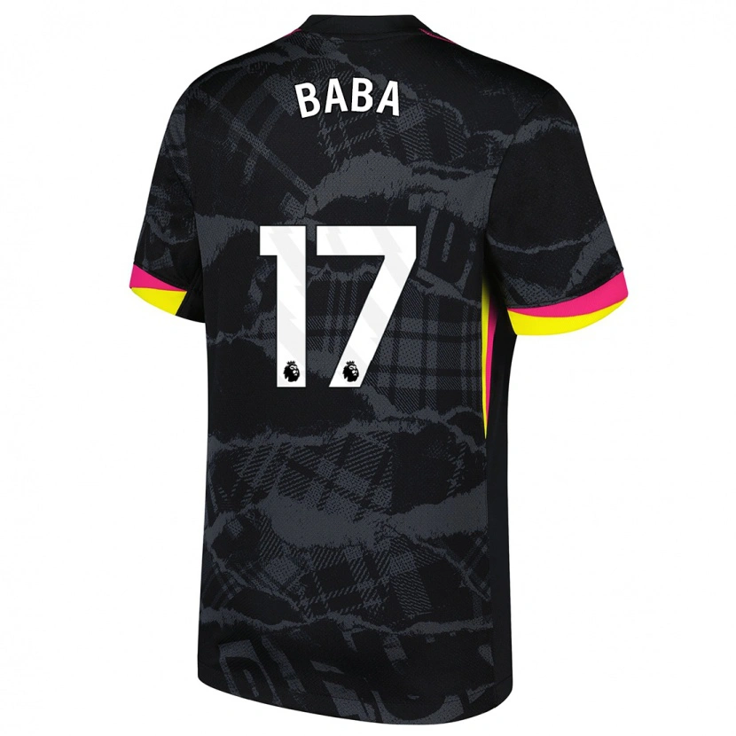 Danxen Hombre Camiseta Abdul-Rahman Baba #17 Negro Rosa Equipación Tercera 2024/25 La Camisa