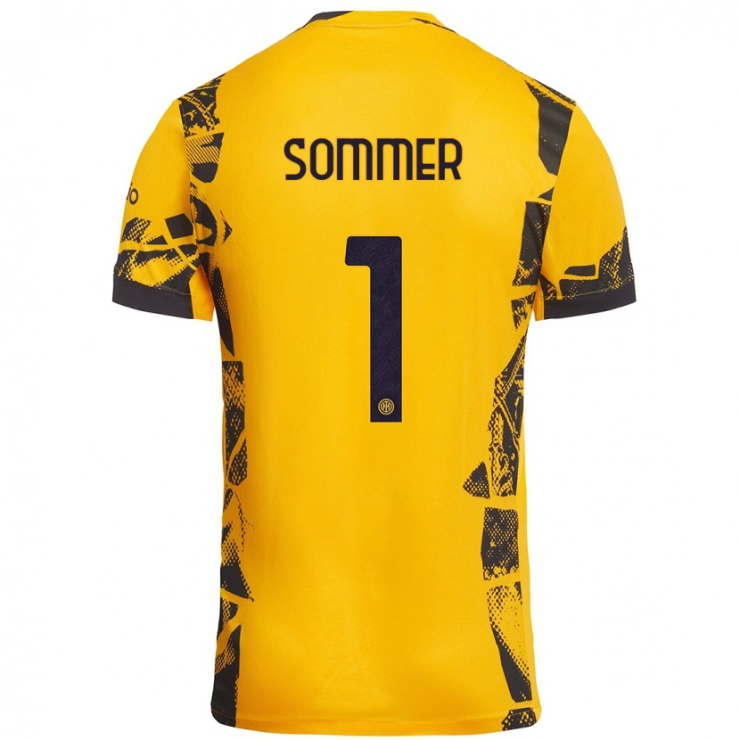 Danxen Hombre Camiseta Yann Sommer #1 Dorado Negro Equipación Tercera 2024/25 La Camisa