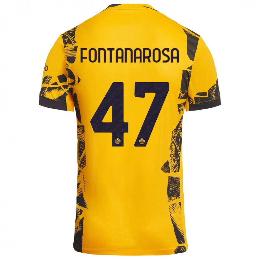 Danxen Hombre Camiseta Alessandro Fontanarosa #47 Dorado Negro Equipación Tercera 2024/25 La Camisa