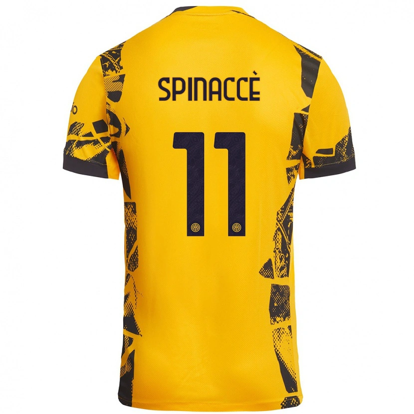 Danxen Hombre Camiseta Matteo Spinaccè #11 Dorado Negro Equipación Tercera 2024/25 La Camisa