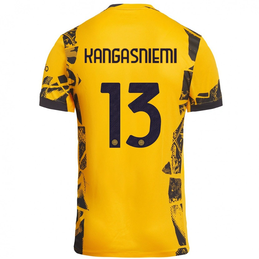 Danxen Hombre Camiseta Ilari Kangasniemi #13 Dorado Negro Equipación Tercera 2024/25 La Camisa