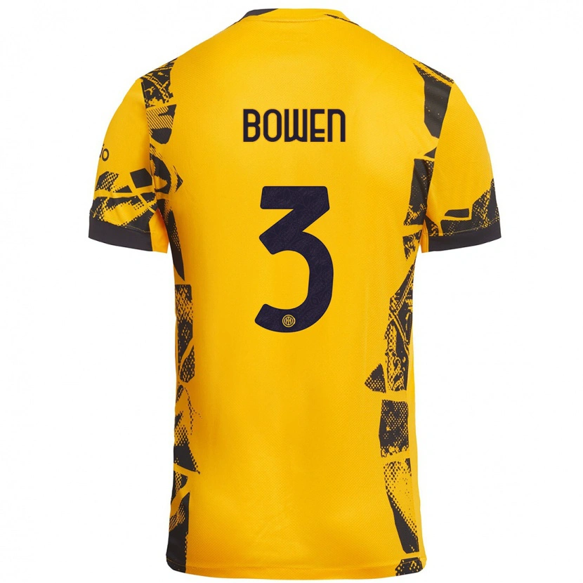 Danxen Hombre Camiseta Katie Bowen #3 Dorado Negro Equipación Tercera 2024/25 La Camisa