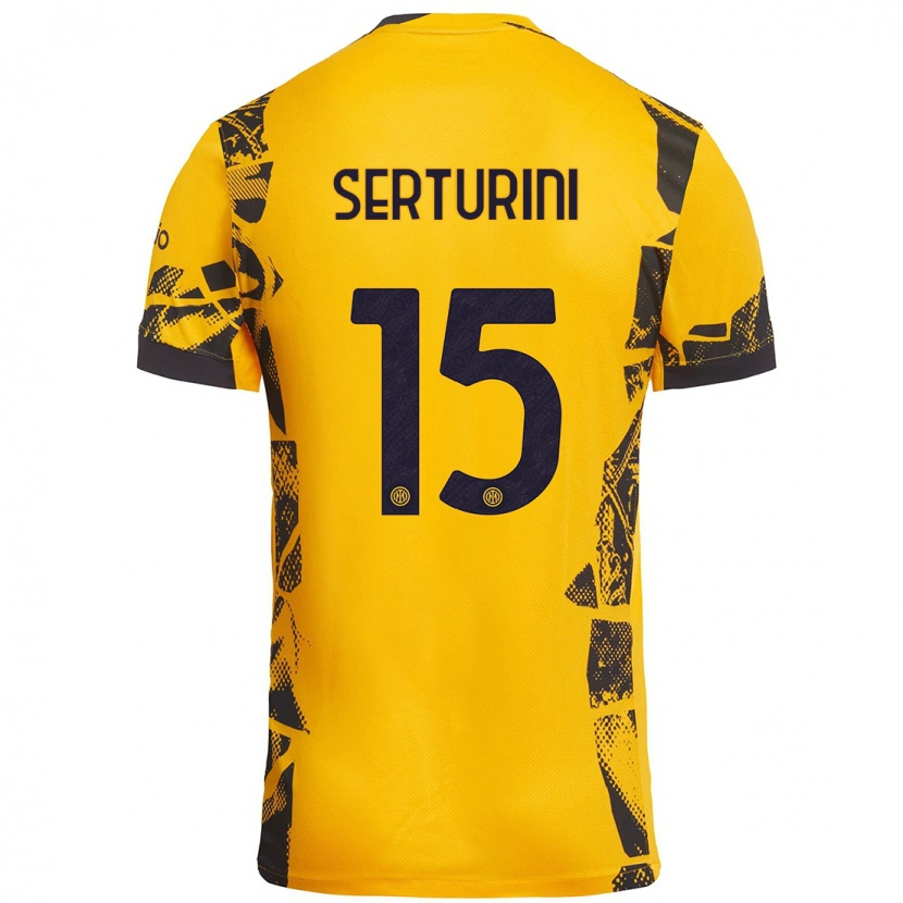 Danxen Hombre Camiseta Annamaria Serturini #15 Dorado Negro Equipación Tercera 2024/25 La Camisa