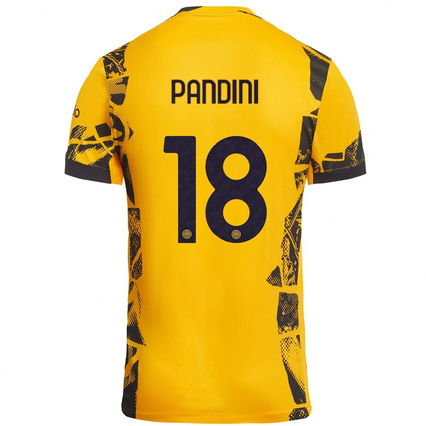 Danxen Hombre Camiseta Marta Pandini #18 Dorado Negro Equipación Tercera 2024/25 La Camisa