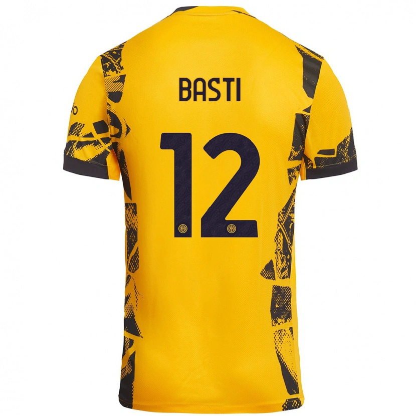 Danxen Hombre Camiseta Matteo Basti #12 Dorado Negro Equipación Tercera 2024/25 La Camisa