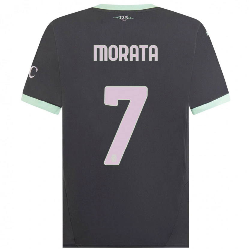 Danxen Hombre Camiseta Álvaro Morata #7 Gris Equipación Tercera 2024/25 La Camisa