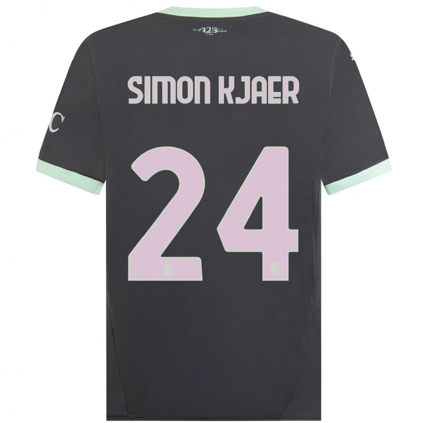 Danxen Hombre Camiseta Simon Kjaer #24 Gris Equipación Tercera 2024/25 La Camisa