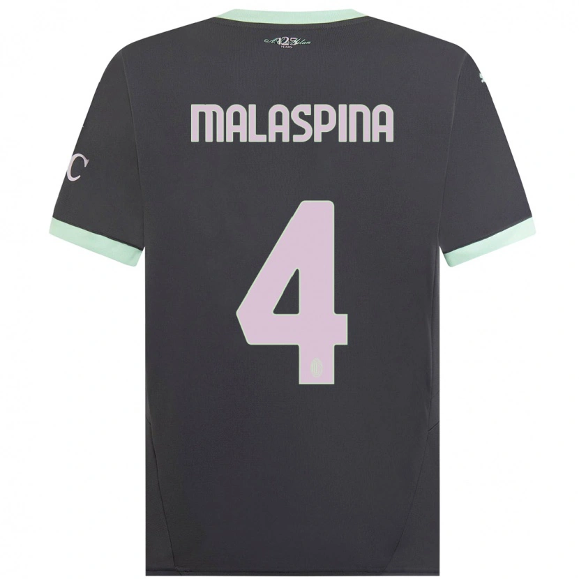 Danxen Hombre Camiseta Mattia Malaspina #4 Gris Equipación Tercera 2024/25 La Camisa