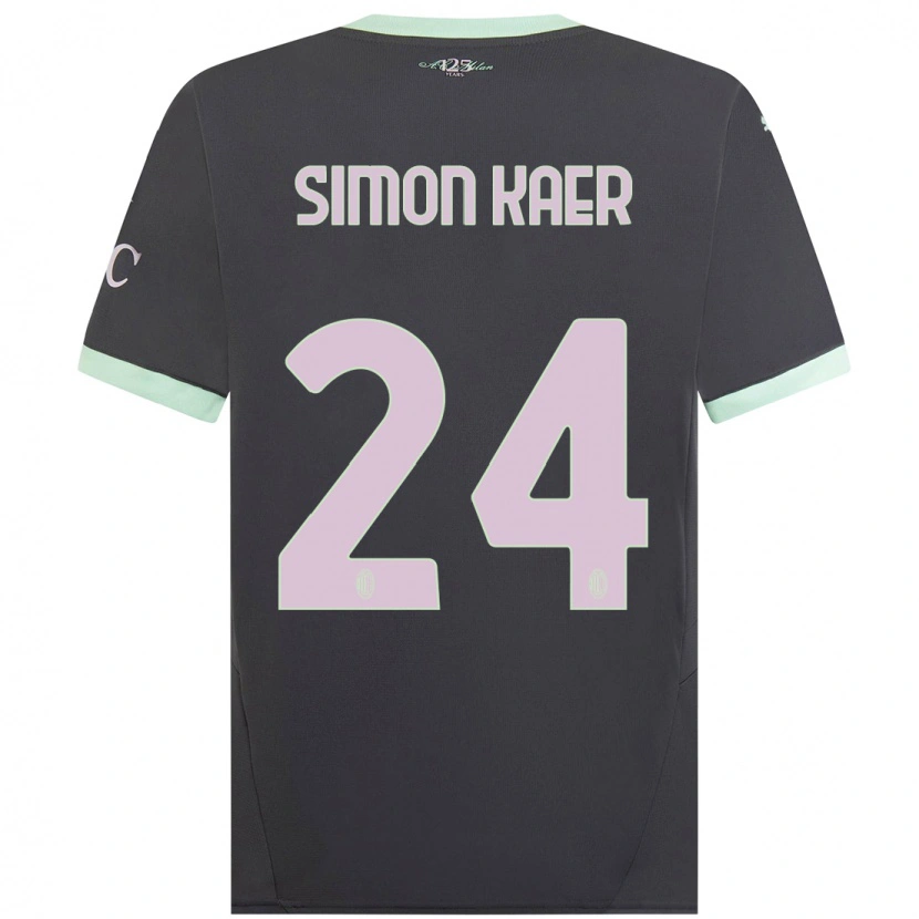 Danxen Hombre Camiseta Simon Kaer #24 Gris Equipación Tercera 2024/25 La Camisa