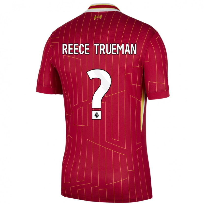 Danxen Mujer Camiseta Reece Trueman #0 Rojo Amarillo Blanco 1ª Equipación 2024/25 La Camisa