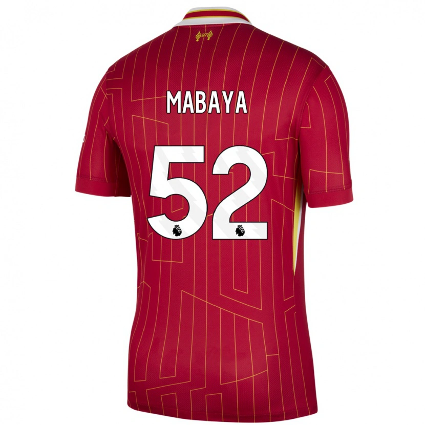 Danxen Mujer Camiseta Isaac Mabaya #52 Rojo Amarillo Blanco 1ª Equipación 2024/25 La Camisa