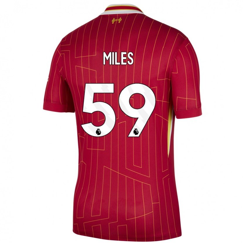 Danxen Mujer Camiseta Terence Miles #59 Rojo Amarillo Blanco 1ª Equipación 2024/25 La Camisa