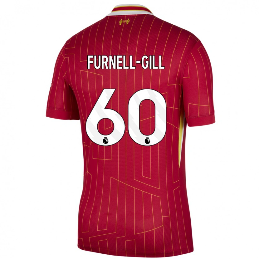 Danxen Mujer Camiseta Luca Furnell-Gill #60 Rojo Amarillo Blanco 1ª Equipación 2024/25 La Camisa