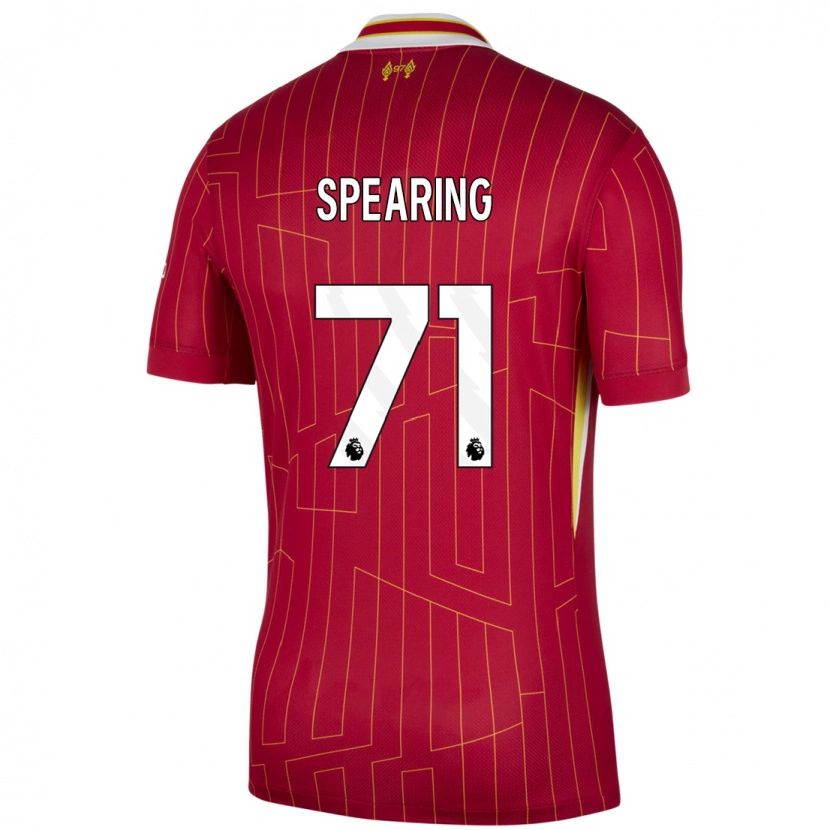 Danxen Mujer Camiseta Jay Spearing #71 Rojo Amarillo Blanco 1ª Equipación 2024/25 La Camisa