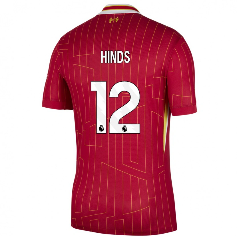 Danxen Mujer Camiseta Taylor Hinds #12 Rojo Amarillo Blanco 1ª Equipación 2024/25 La Camisa