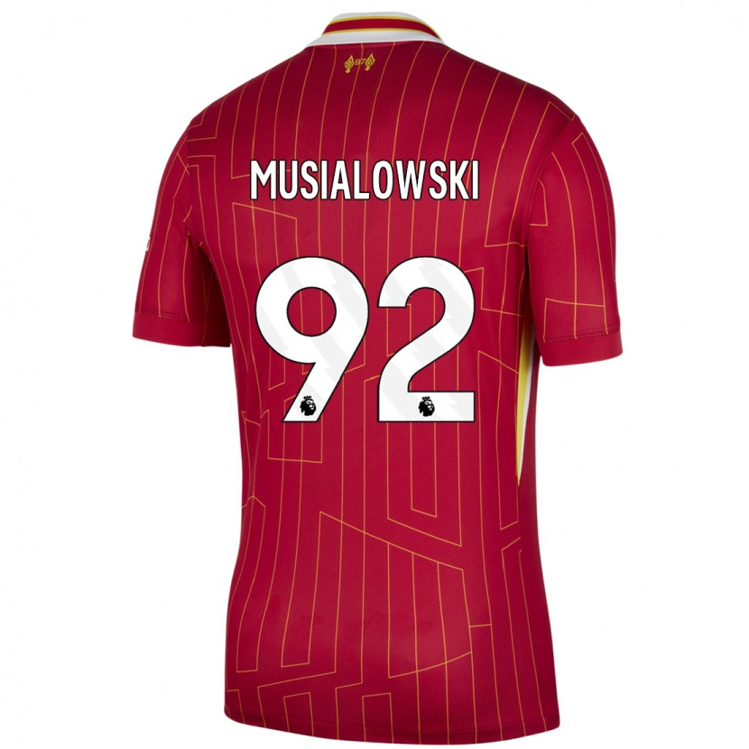 Danxen Mujer Camiseta Mateusz Musialowski #92 Rojo Amarillo Blanco 1ª Equipación 2024/25 La Camisa