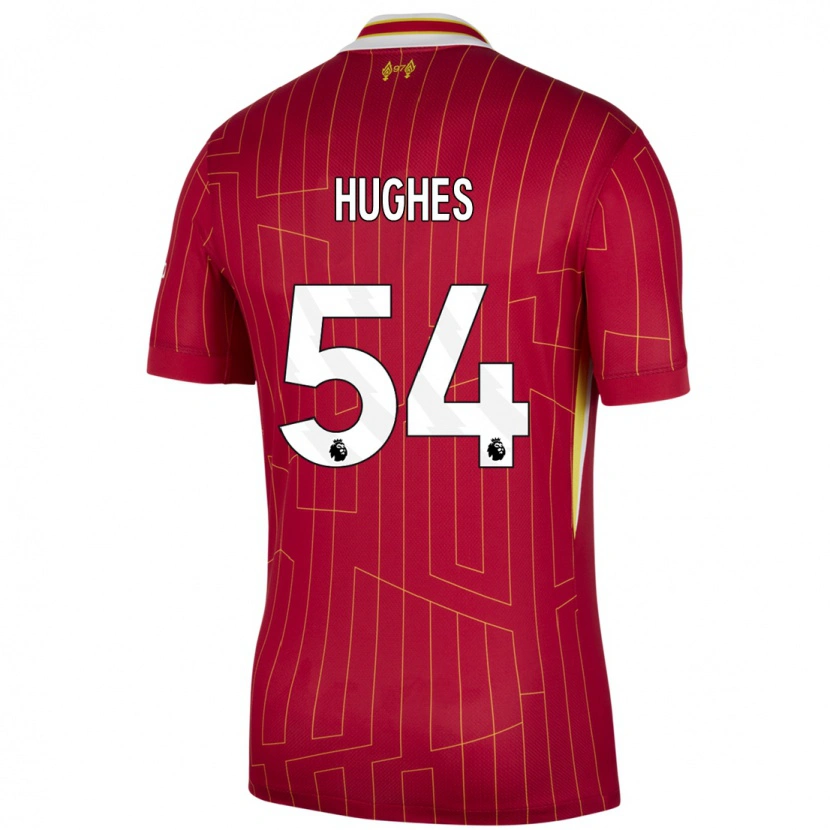 Danxen Mujer Camiseta Liam Hughes #54 Rojo Amarillo Blanco 1ª Equipación 2024/25 La Camisa