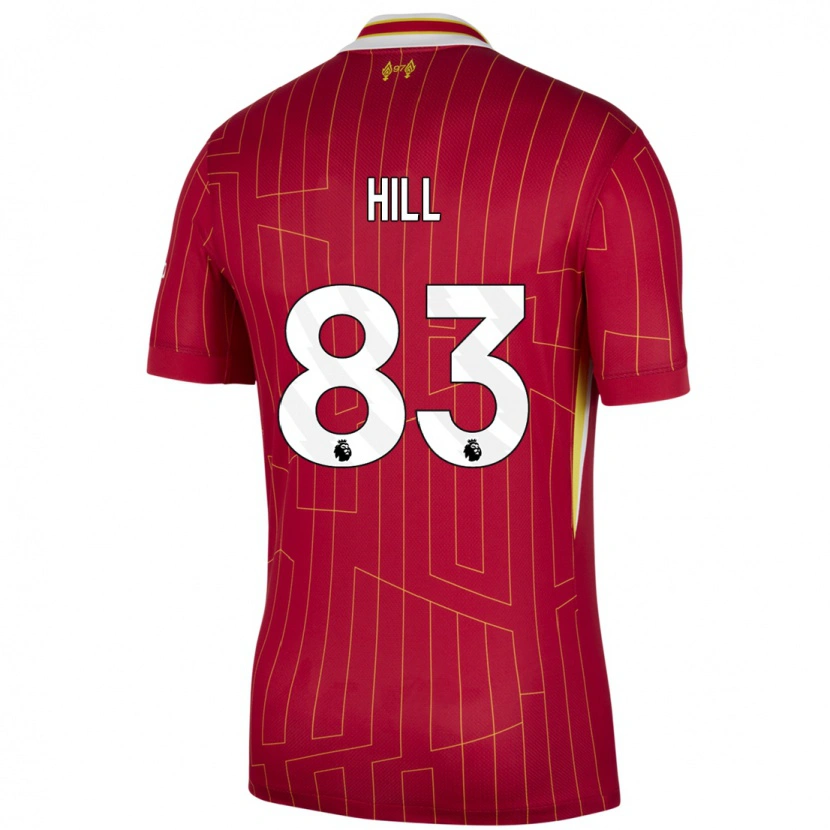 Danxen Mujer Camiseta Thomas Hill #83 Rojo Amarillo Blanco 1ª Equipación 2024/25 La Camisa