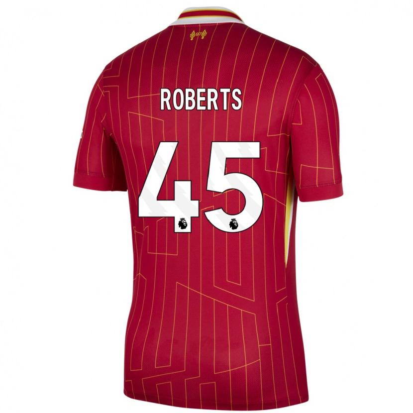 Danxen Mujer Camiseta Iwan Roberts #45 Rojo Amarillo Blanco 1ª Equipación 2024/25 La Camisa