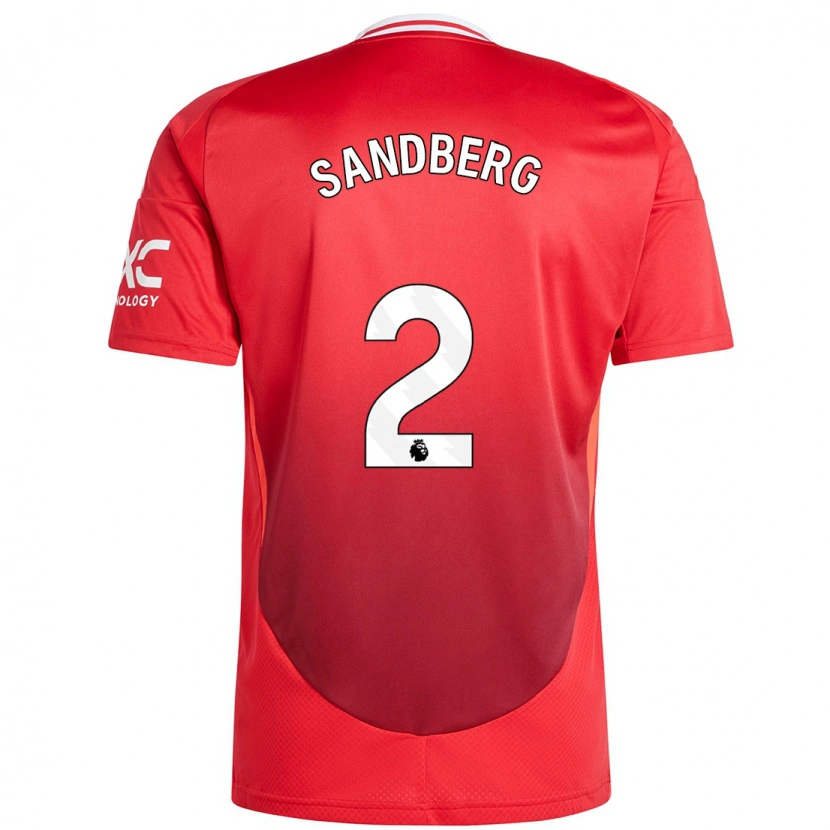 Danxen Mujer Camiseta Anna Sandberg #2 Rojo Brillante 1ª Equipación 2024/25 La Camisa