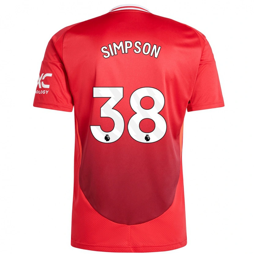 Danxen Mujer Camiseta Jess Simpson #38 Rojo Brillante 1ª Equipación 2024/25 La Camisa