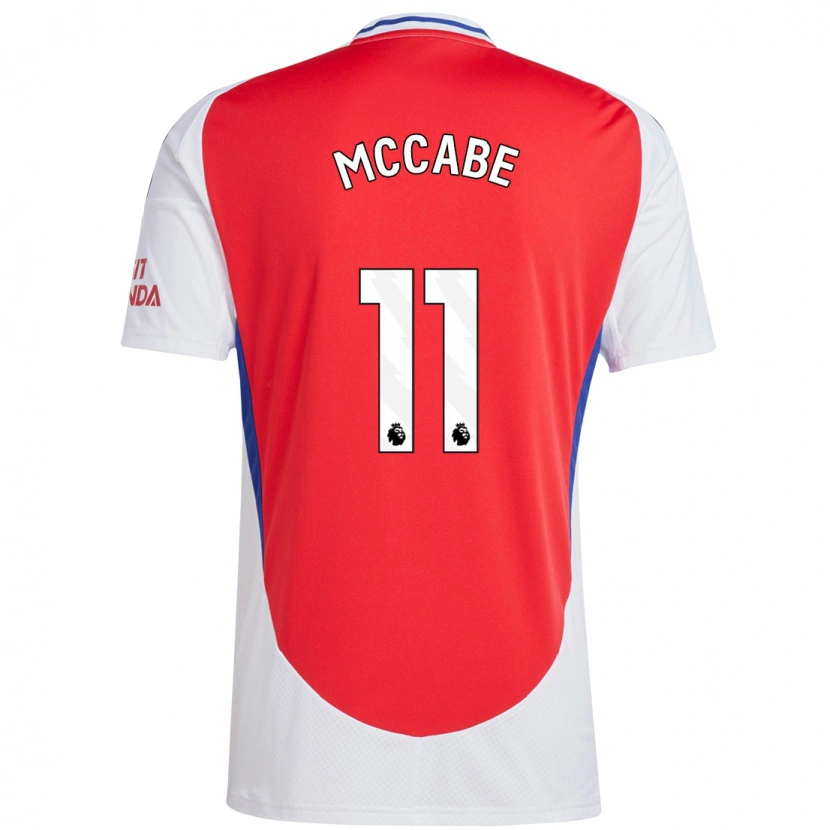 Danxen Mujer Camiseta Katie Mccabe #11 Rojo Blanco 1ª Equipación 2024/25 La Camisa