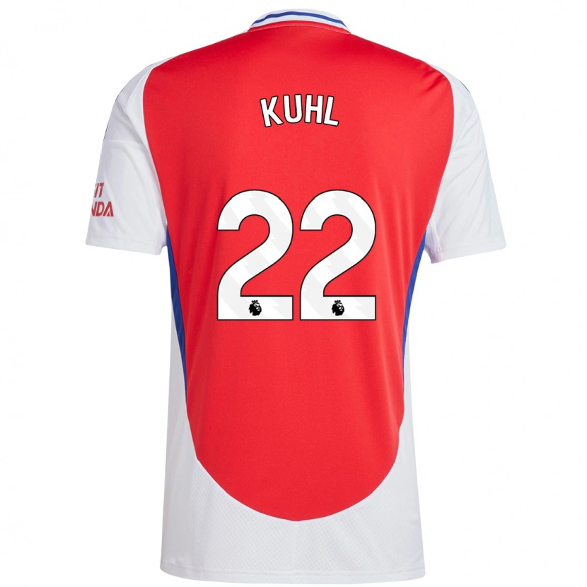 Danxen Mujer Camiseta Kathrine Møller Kühl #22 Rojo Blanco 1ª Equipación 2024/25 La Camisa