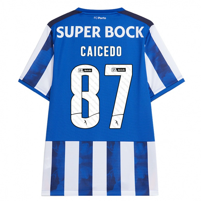 Danxen Mujer Camiseta Brayan Caicedo #87 Azul Blanco 1ª Equipación 2024/25 La Camisa