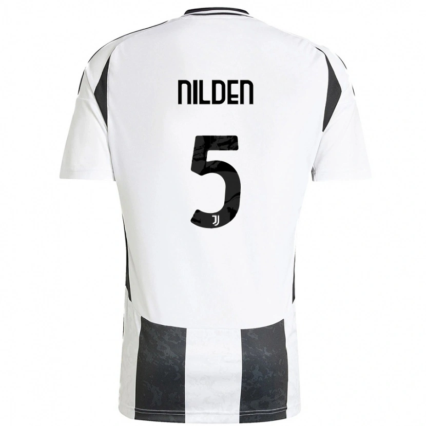 Danxen Mujer Camiseta Amanda Nilden #5 Blanco Negro 1ª Equipación 2024/25 La Camisa