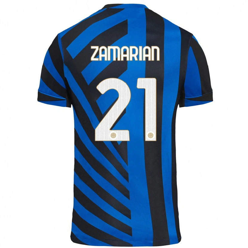 Danxen Mujer Camiseta Matteo Zamarian #21 Azul Negro 1ª Equipación 2024/25 La Camisa