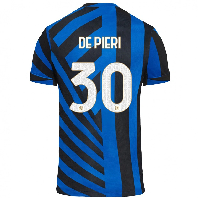 Danxen Mujer Camiseta Giacomo De Pieri #30 Azul Negro 1ª Equipación 2024/25 La Camisa