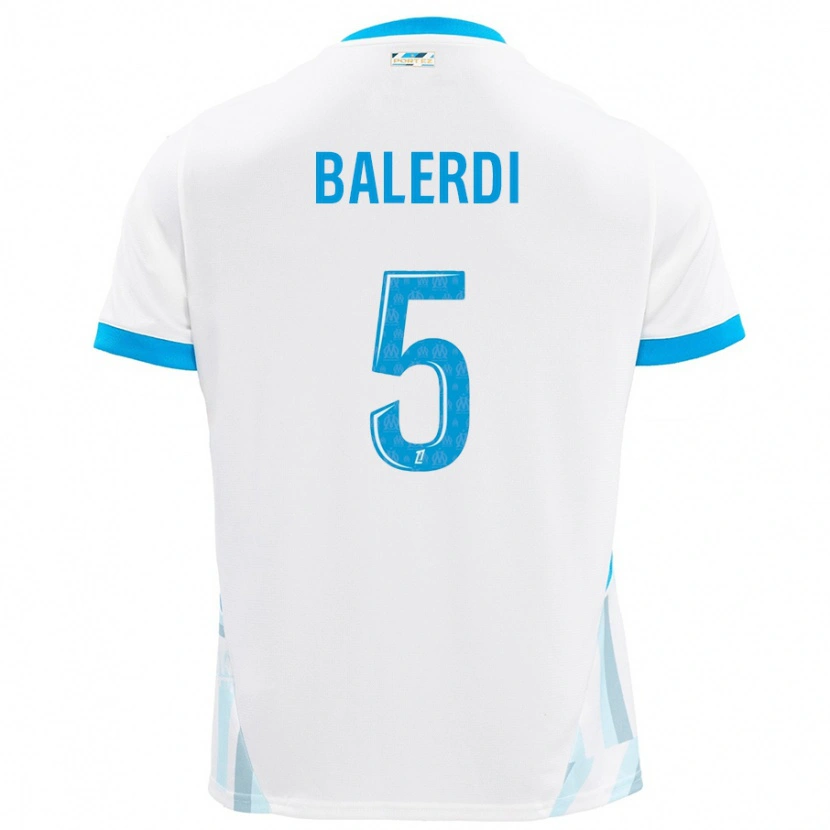 Danxen Mujer Camiseta Leonardo Balerdi #5 Blanco Azul Cielo 1ª Equipación 2024/25 La Camisa